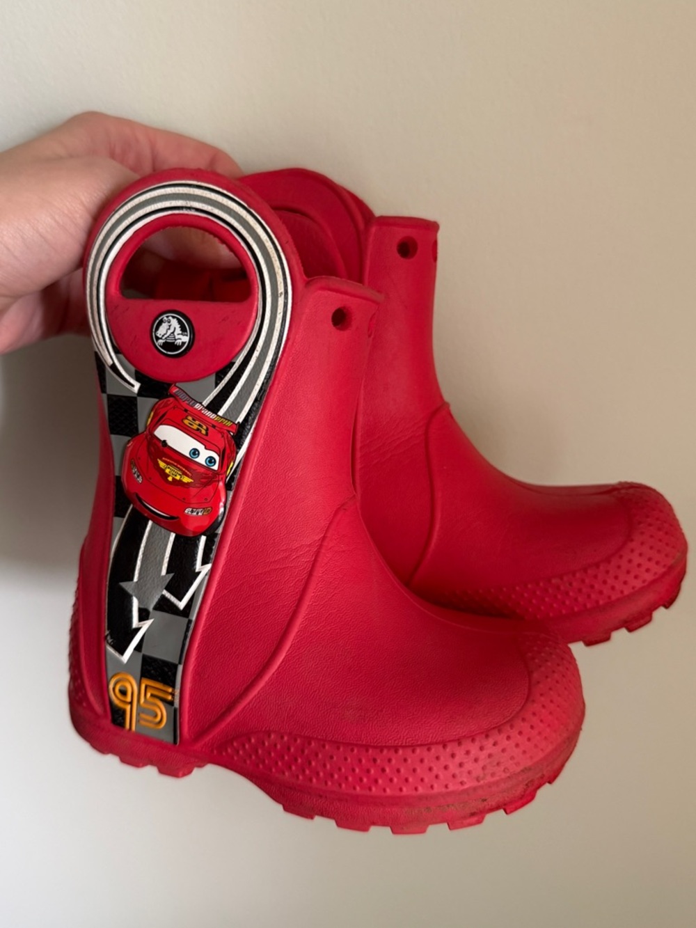 CROCS Red Lightning McQueen Rain Boots Toddler size 6